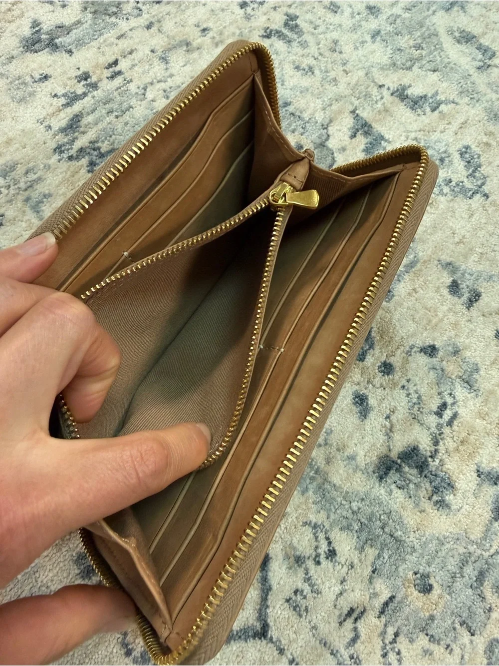 FEED Cognac Caramel Brown Leather Zip Wallet Clutch